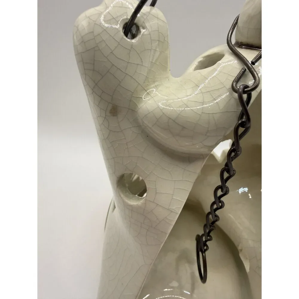 Vintage Ceramic Halloween Ghost Candle Holder Hanging Lantern Chain Pumpkins Set